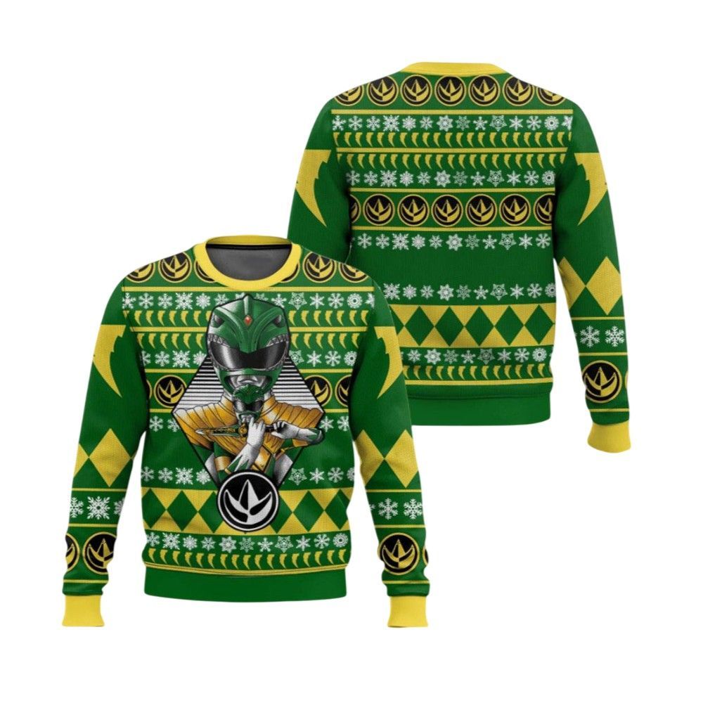 2026 Christmas Green Power Rangers Ugly Christmas Sweater - Moonbestprint