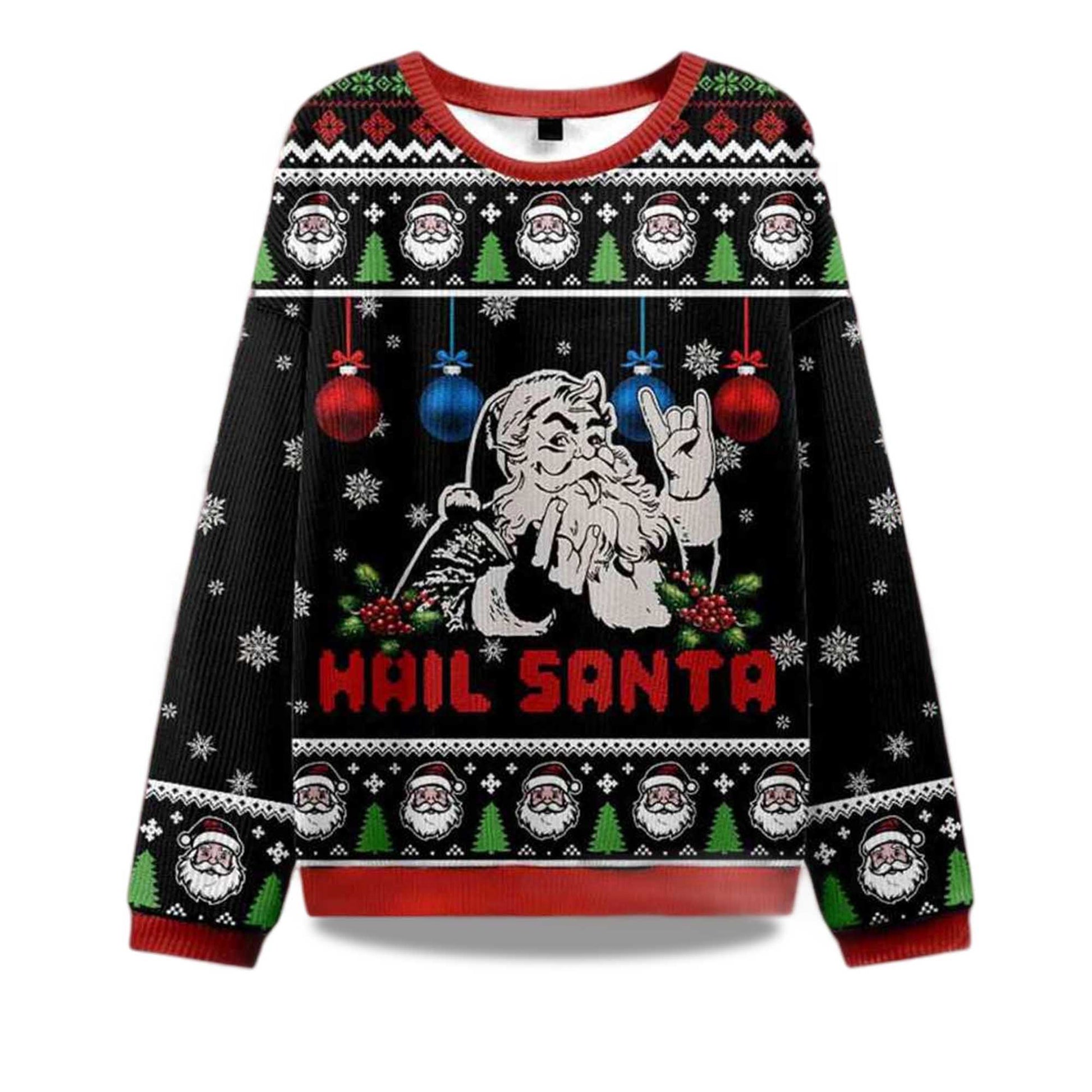 2026 Christmas Hail Santa Ugly Sweater Moonbestprint