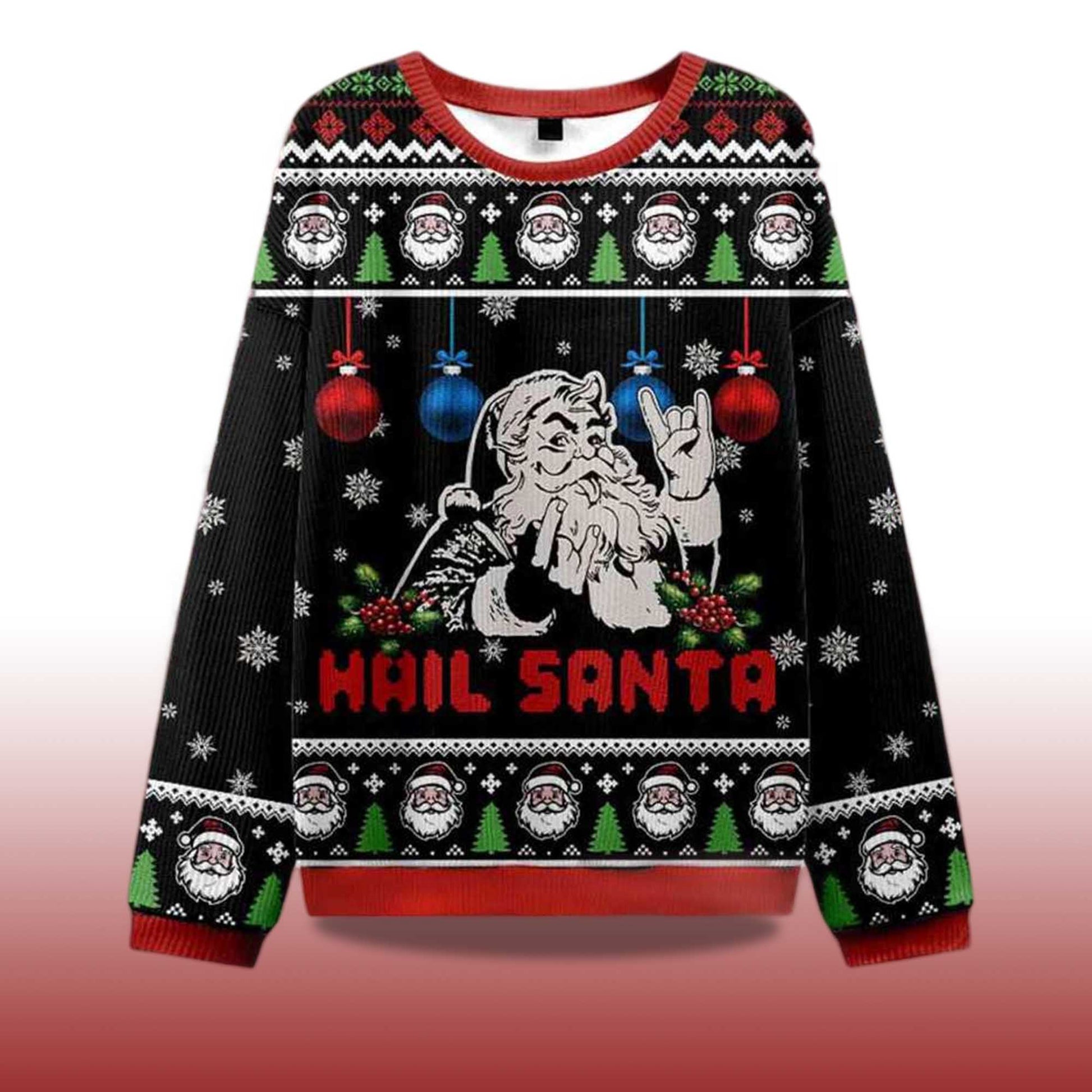 2026 Christmas Hail Santa Ugly Sweater Moonbestprint