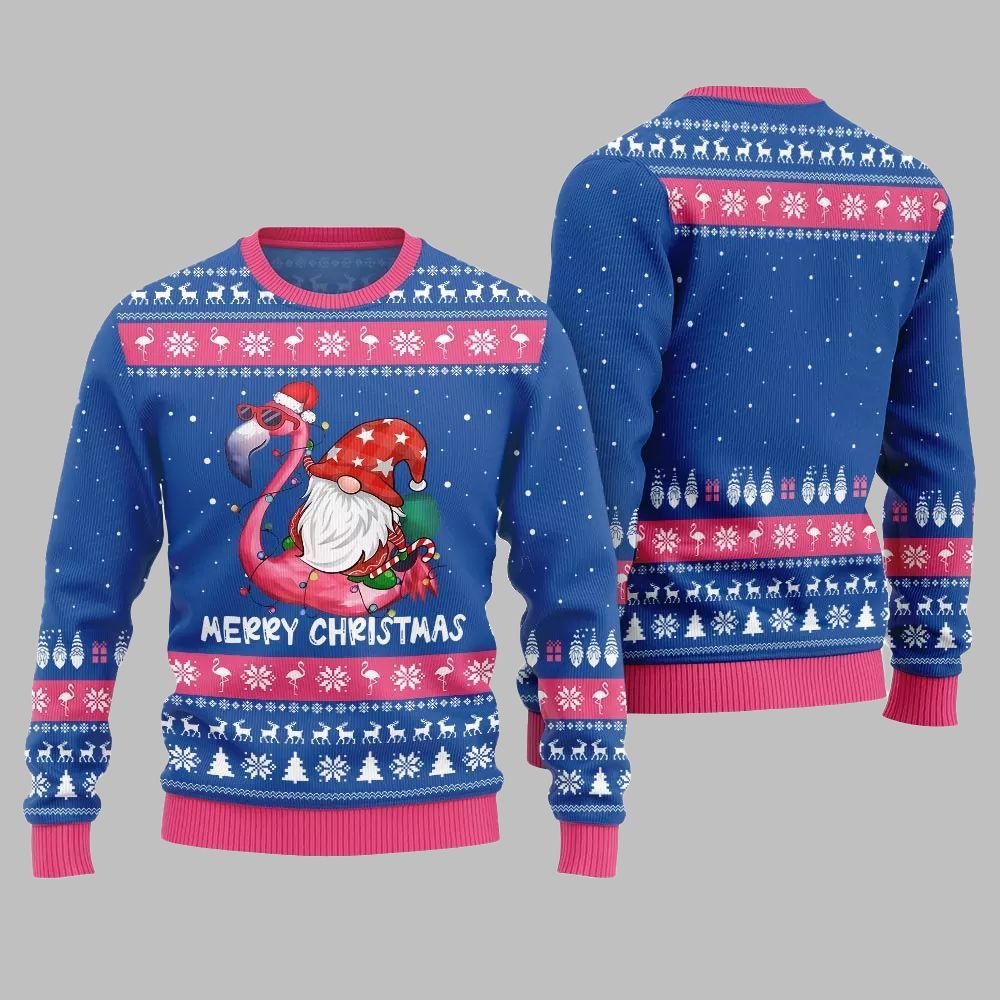 2026 Christmas Happy Christmas Flamingo Ugly Christmas Sweater - Moonbestprint