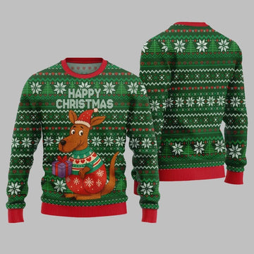 2026 Christmas Happy Christmas Kangaroo Ugly Christmas Sweater - Moonbestprint