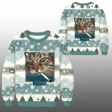 2026 Christmas Havana Noir Cat Cigarette Ugly Sweater - Moonbestprint