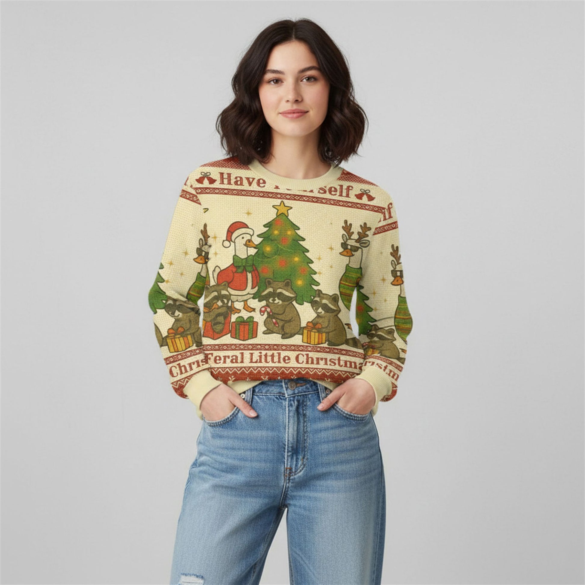 2026 Christmas Have Yourself Feral Little Christmas Animal Ugly Sweater - Moonbestprint