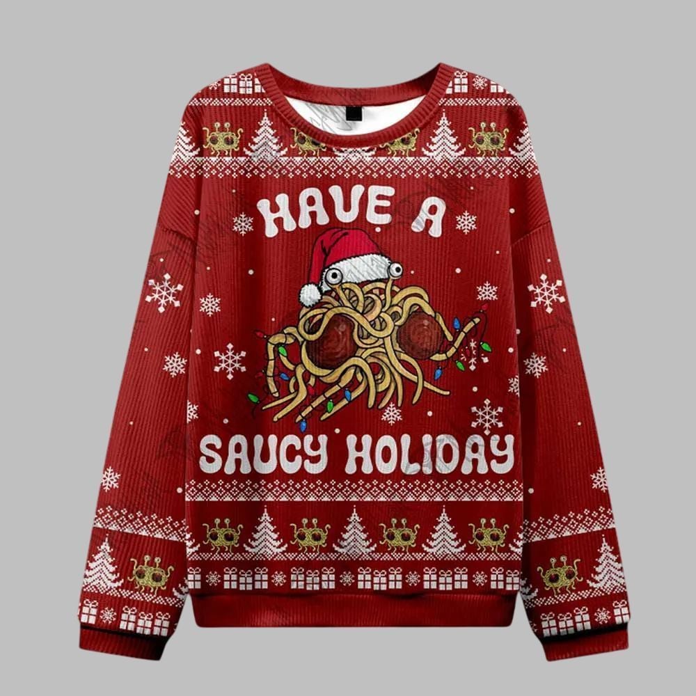 2026 Christmas Have a Saucy Holiday Ugly Christmas Sweater - Moonbestprint