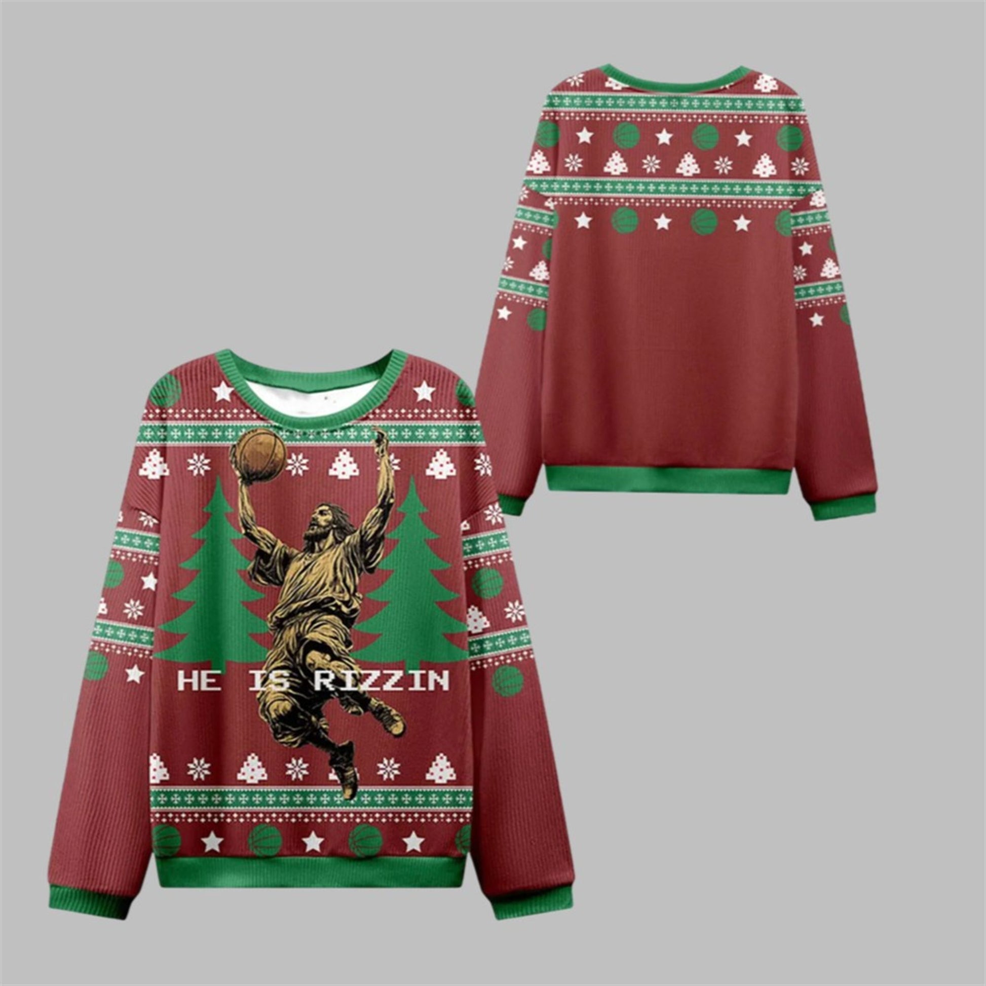 2026 Christmas He is Rizzin Jesus Ugly Sweater - Moonbestprint