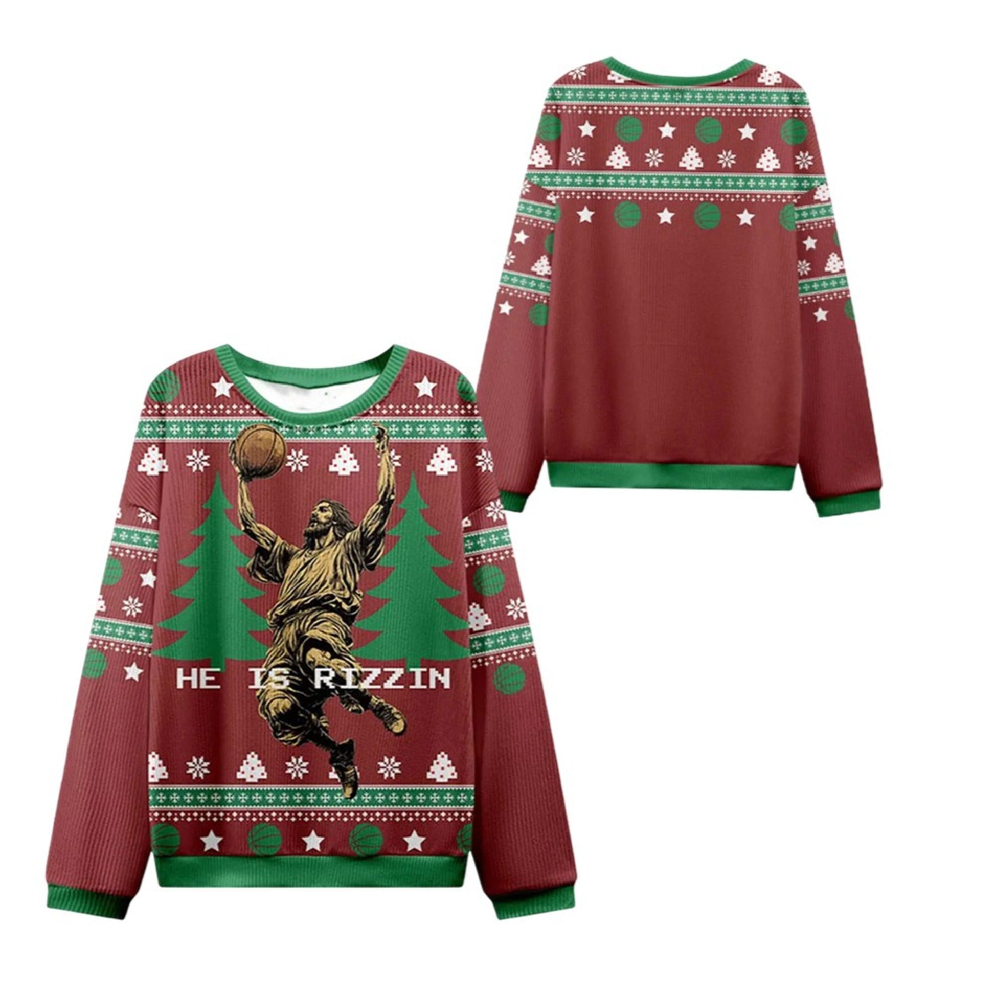 2026 Christmas He is Rizzin Jesus Ugly Sweater - Moonbestprint