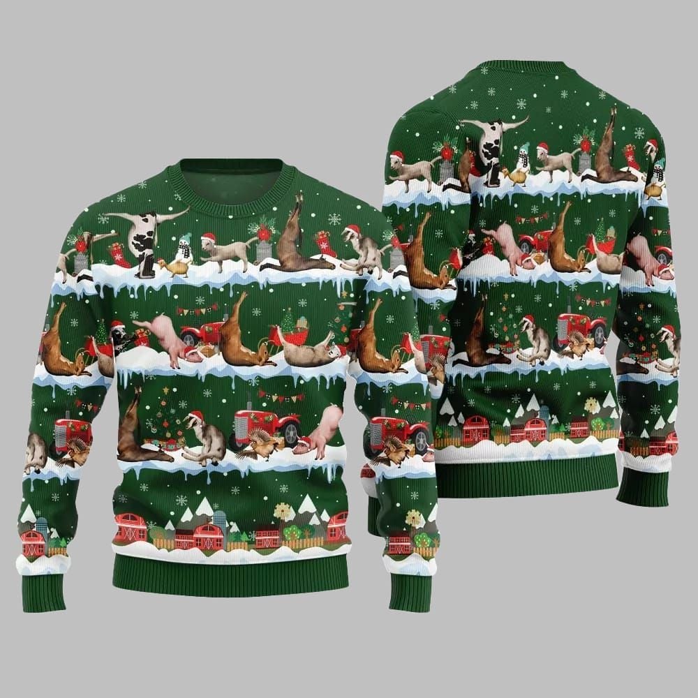 2026 Christmas Hilarious Barnyard Chaos Ugly Christmas Sweater - Moonbestprint