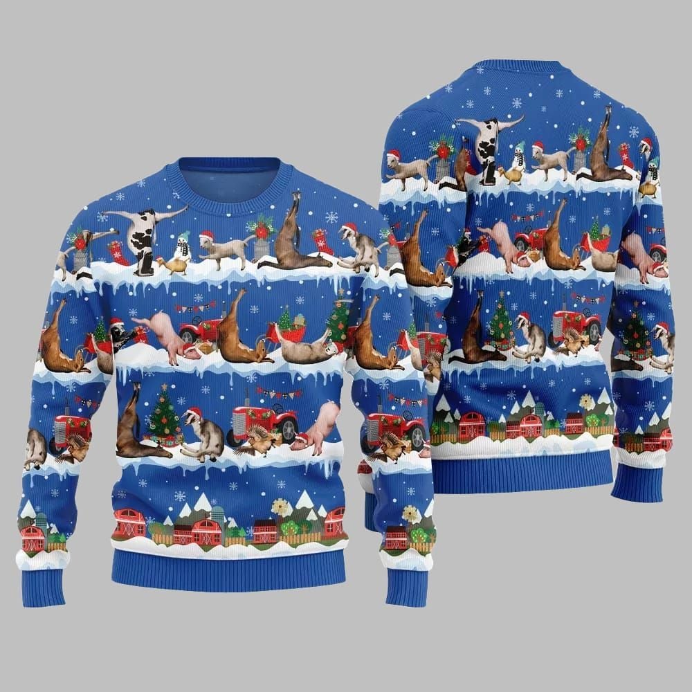 2026 Christmas Hilarious Barnyard Chaos Ugly Christmas Sweater - Moonbestprint