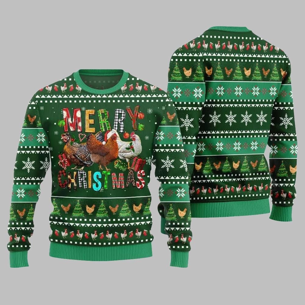 2026 Christmas Hilarious Farm Chicken Ugly Christmas Sweater - Moonbestprint