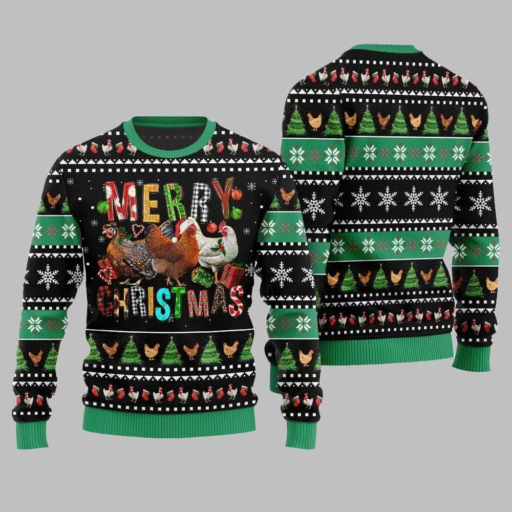 2026 Christmas Hilarious Farm Chicken Ugly Christmas Sweater - Moonbestprint