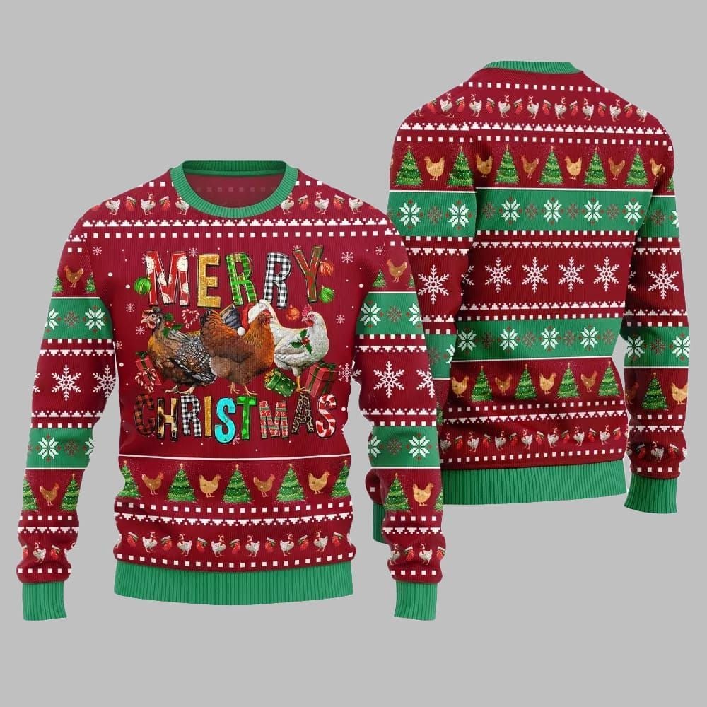 2026 Christmas Hilarious Farm Chicken Ugly Christmas Sweater - Moonbestprint