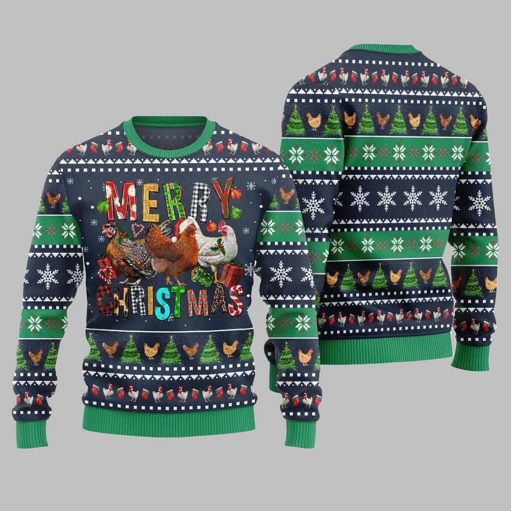 2026 Christmas Hilarious Farm Chicken Ugly Christmas Sweater - Moonbestprint