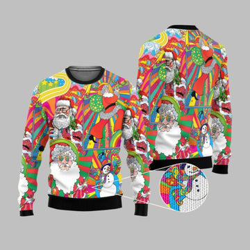 2026 Christmas Hippie Santa Ugly Christmas Sweater - Moonbestprint