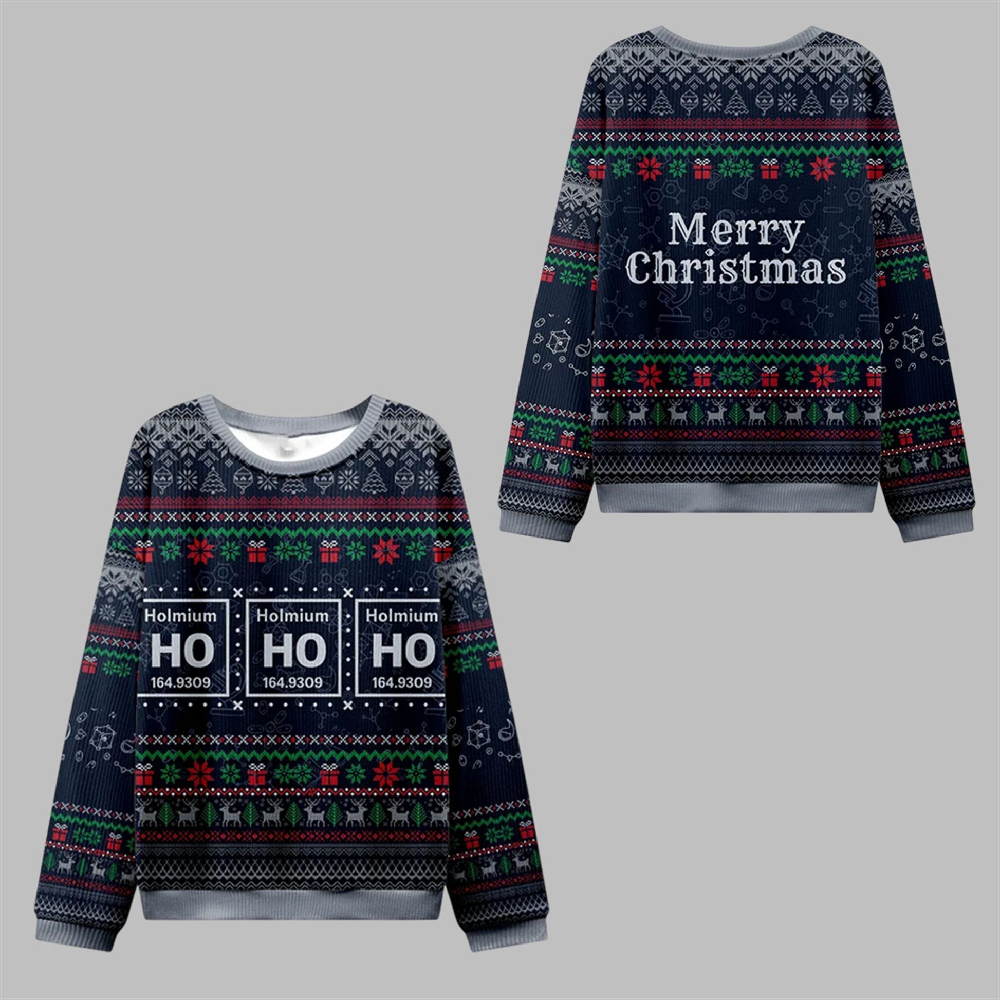 2026 Christmas Ho Ho Ho Holmium Ugly Sweater - Moonbestprint