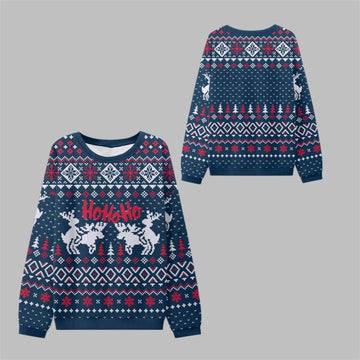 2026 Christmas Ho Ho Ho Reindeer Ugly Sweater - Moonbestprint