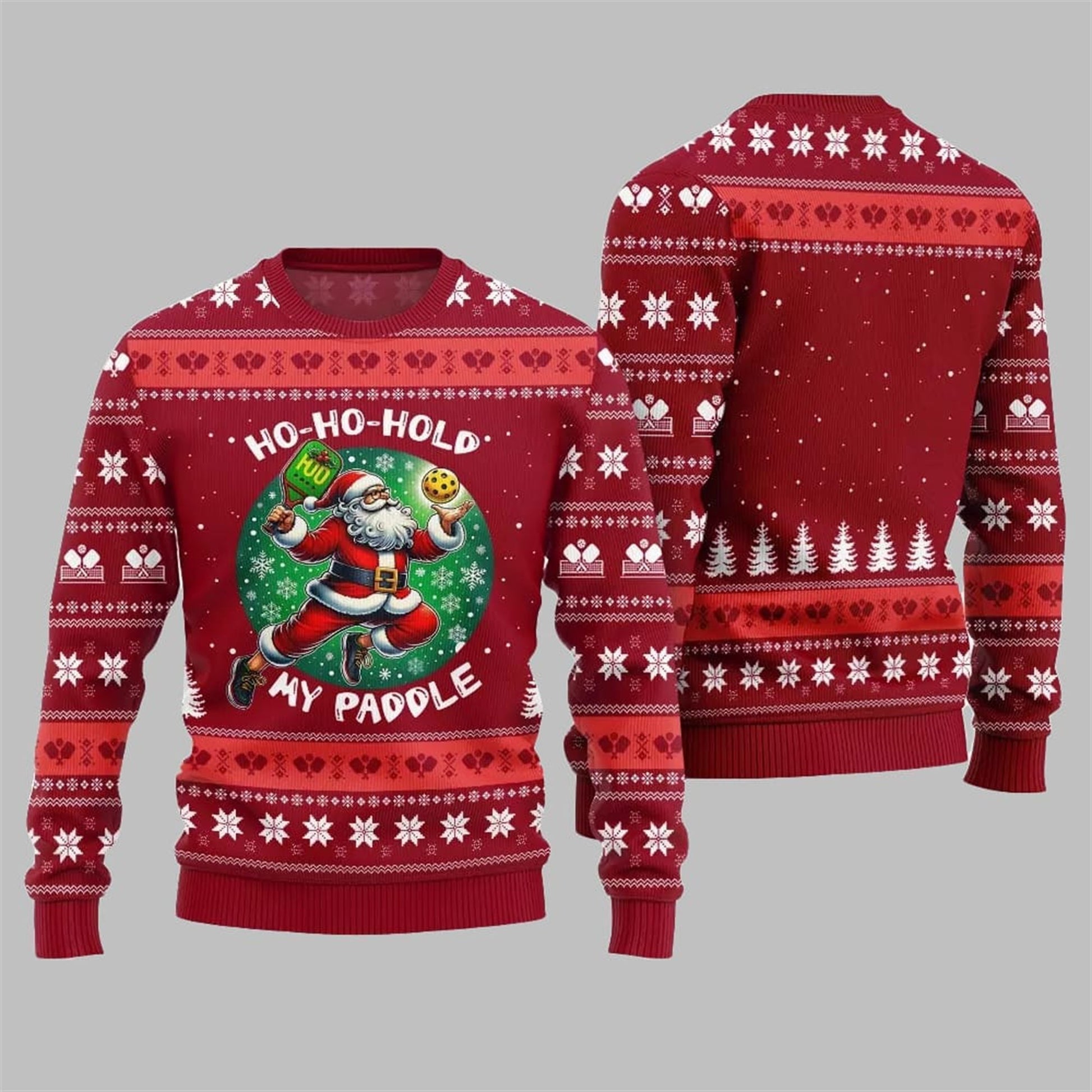 2026 Christmas Hold My Paddle Pickleball Ugly Sweater - Moonbestprint