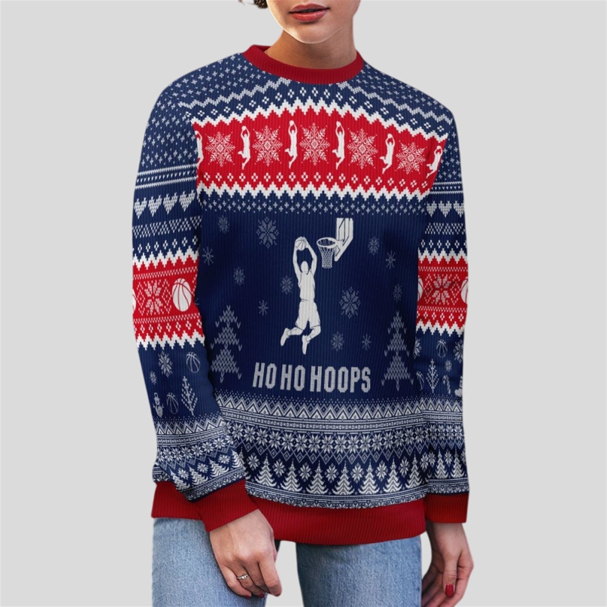 2026 Christmas HoHoHoops Basketball Ugly Sweater - Moonbestprint