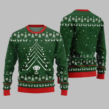 2026 Christmas Hockey Stick Tree Ugly Christmas Sweater - Moonbestprint