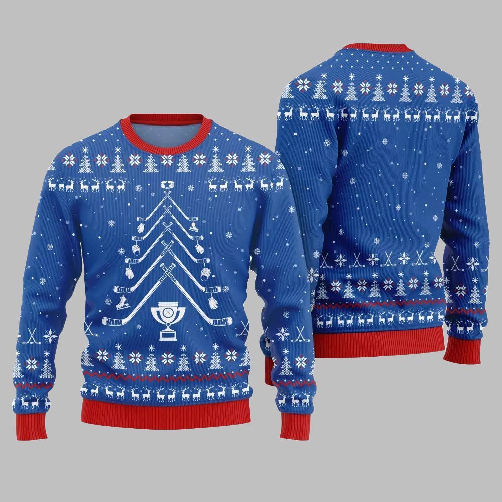 2026 Christmas Hockey Stick Tree Ugly Christmas Sweater - Moonbestprint