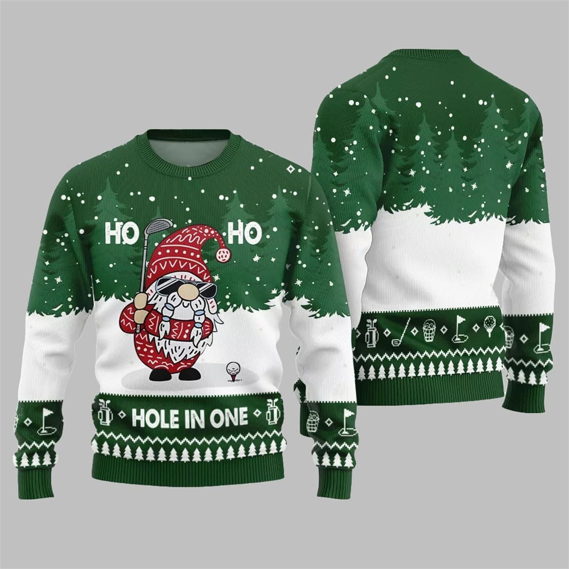 2026 Christmas Hole In One Gnome Ugly Sweater - Moonbestprint