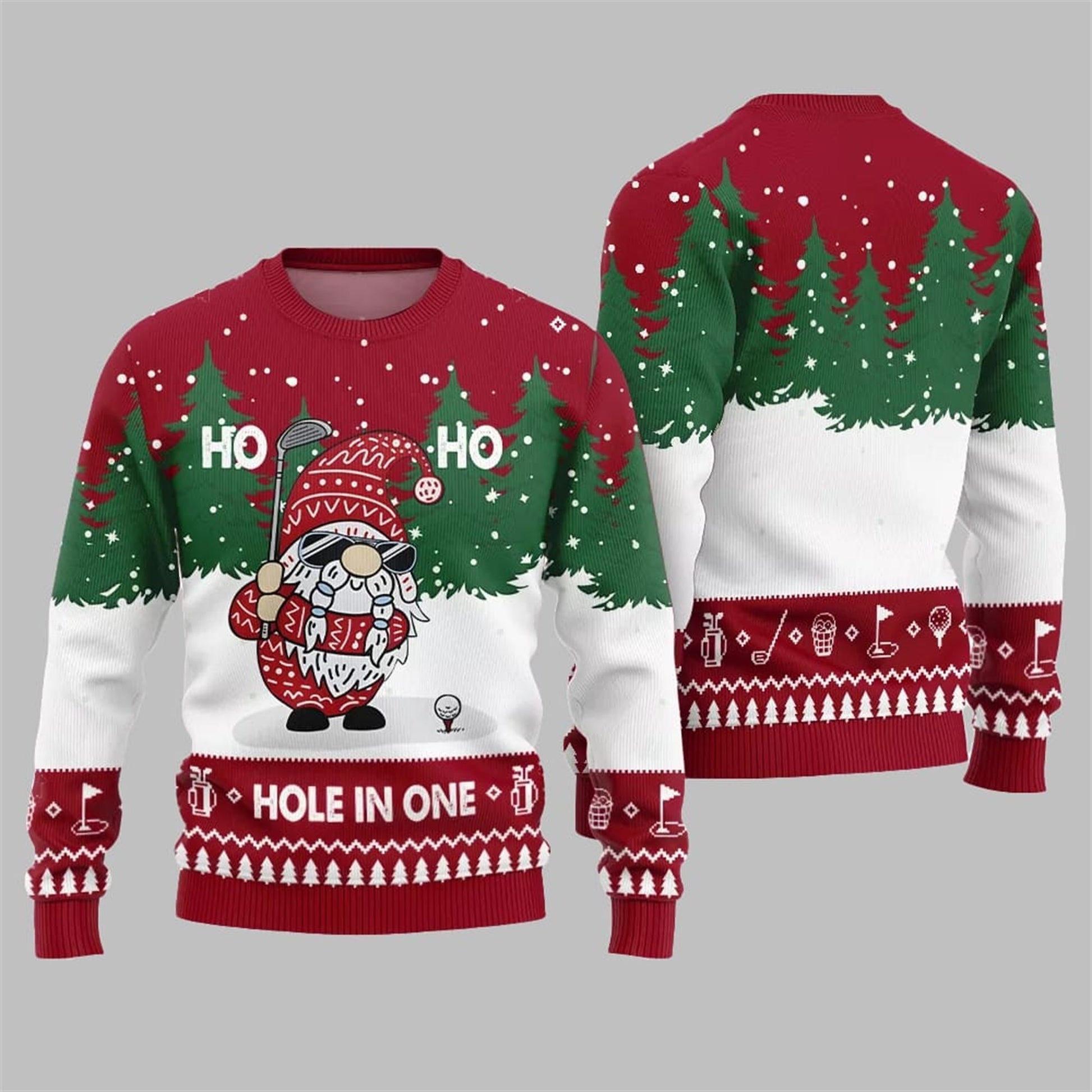 2026 Christmas Hole In One Gnome Ugly Sweater - Moonbestprint