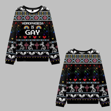 2026 Christmas Homophobia Is Gay Ugly Christmas Sweater - Moonbestprint