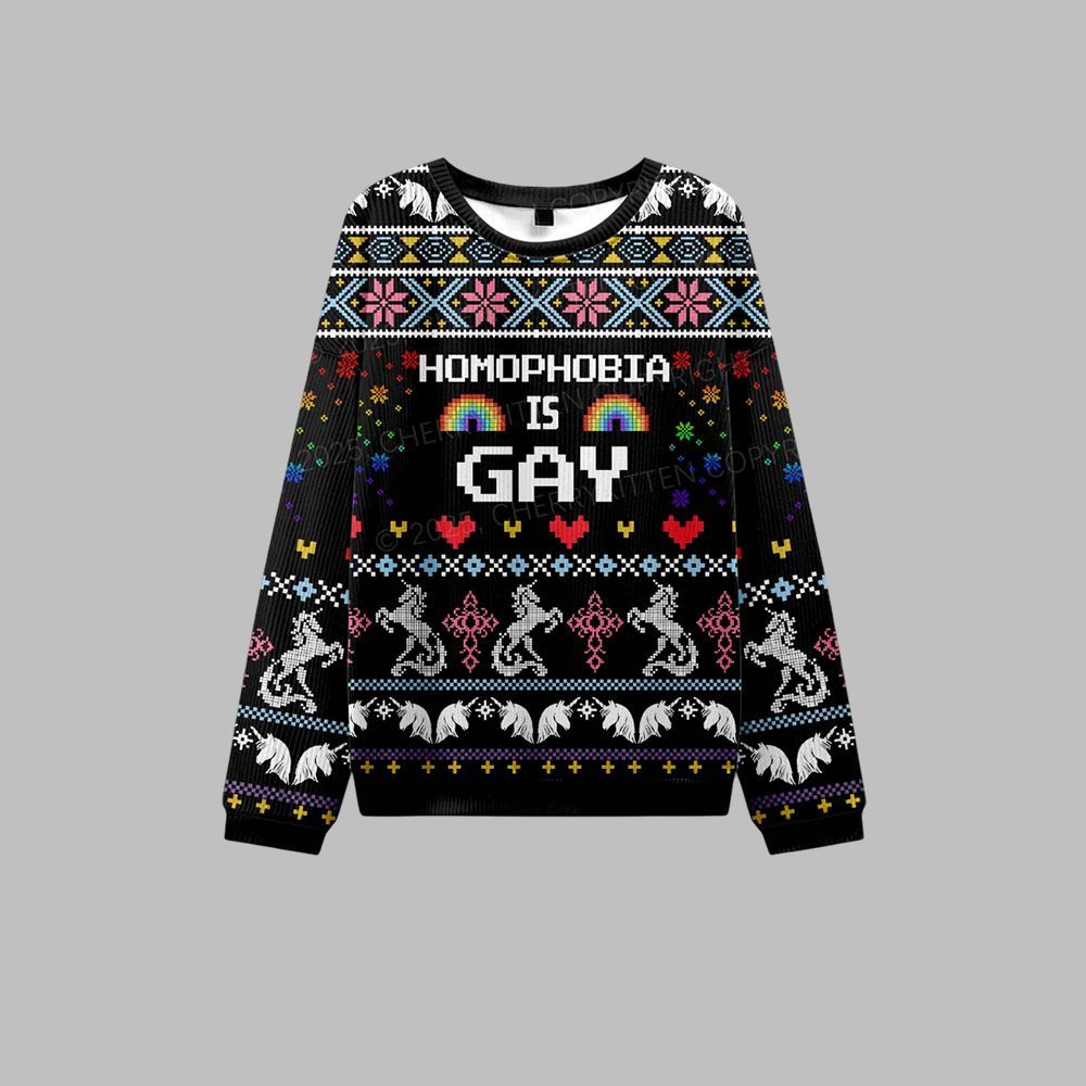 2026 Christmas Homophobia Is Gay Ugly Christmas Sweater - Moonbestprint