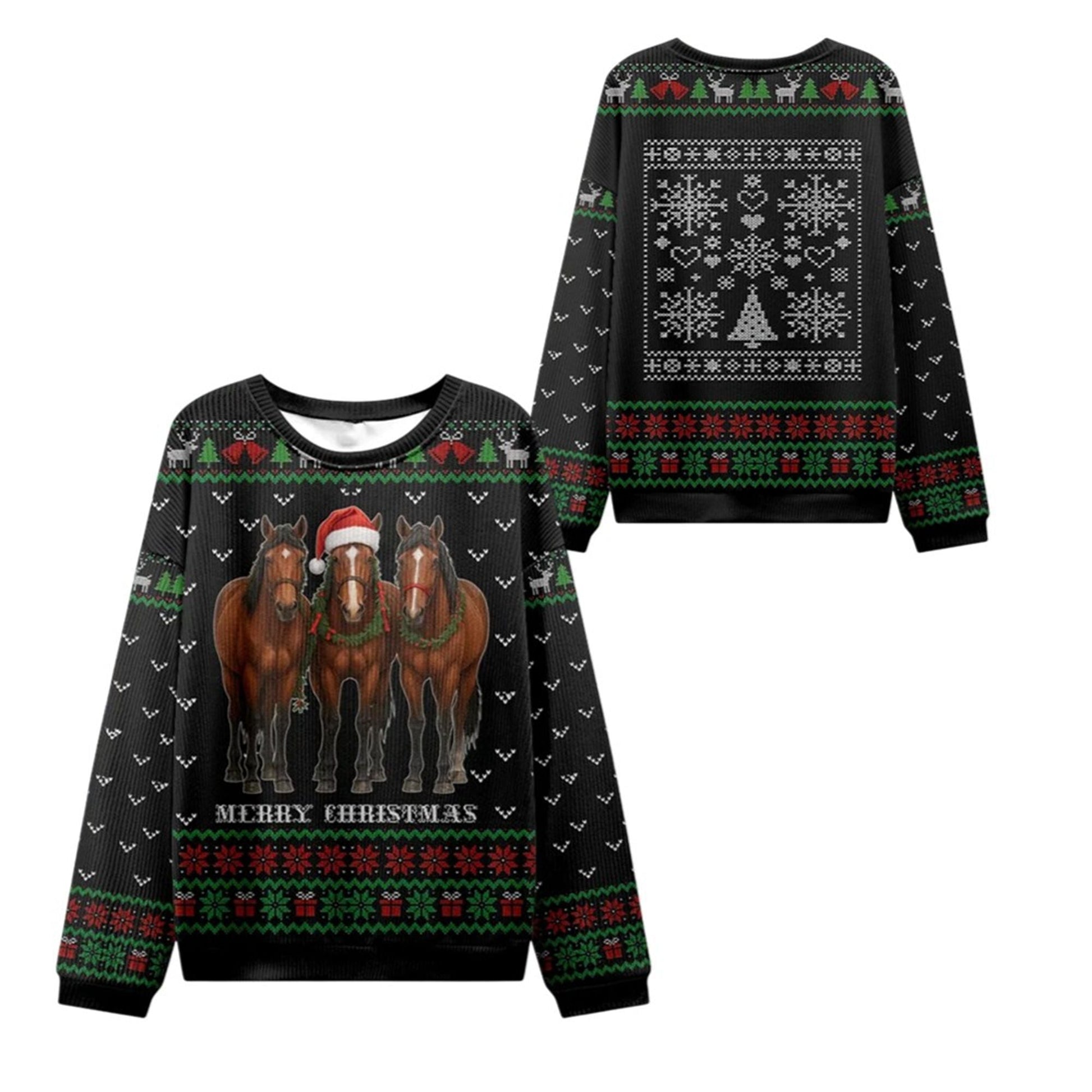 2026 Christmas Horse Merry Christmas Ugly Sweater - Moonbestprint