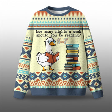 2026 Christmas How Many Nights A Week Should You Be Reading Ugly Sweater - Moonbestprint