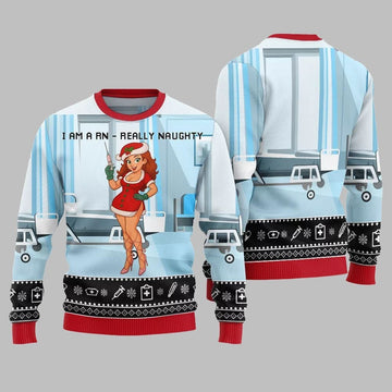 2026 Christmas I Am A RN Really Naughty Ugly Christmas Sweater - Moonbestprint