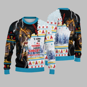 2026 Christmas I Can Do All Things Through Christ Christmas Ugly Sweatshirt - Moonbestprint
