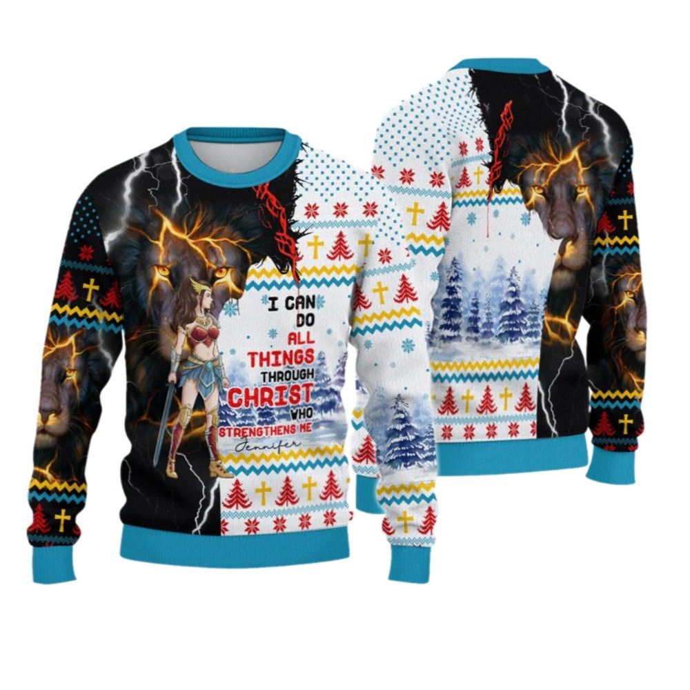 2026 Christmas I Can Do All Things Through Christ Christmas Ugly Sweatshirt - Moonbestprint
