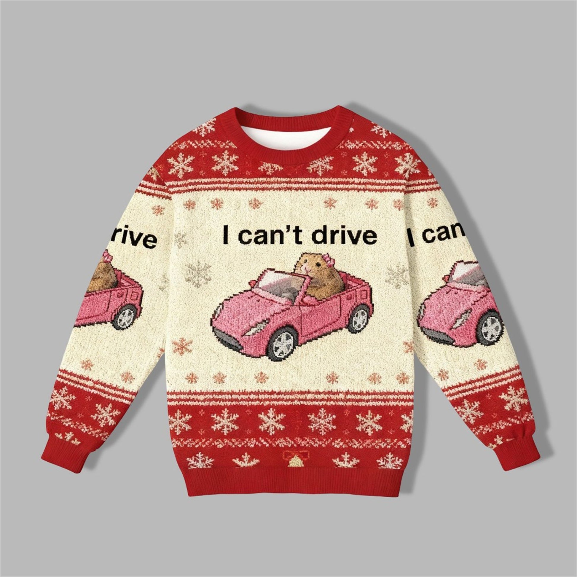 2026 Christmas I Can't Drive Funny Hamster Meme Ugly Sweater - Moonbestprint