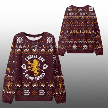 2026 Christmas I Drink and I Know Things Ugly Sweater - Moonbestprint