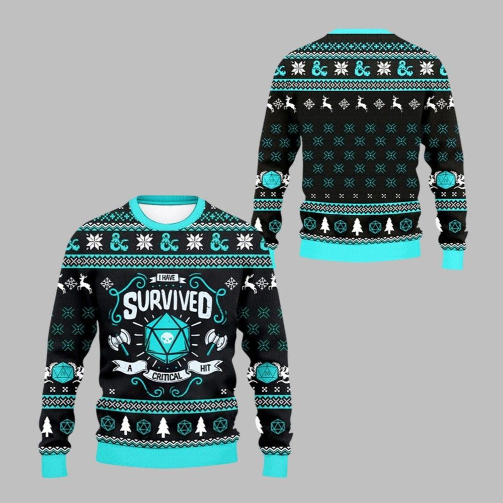 2026 Christmas I Have Survived A Critical Hit Ugly Sweater - Moonbestprint