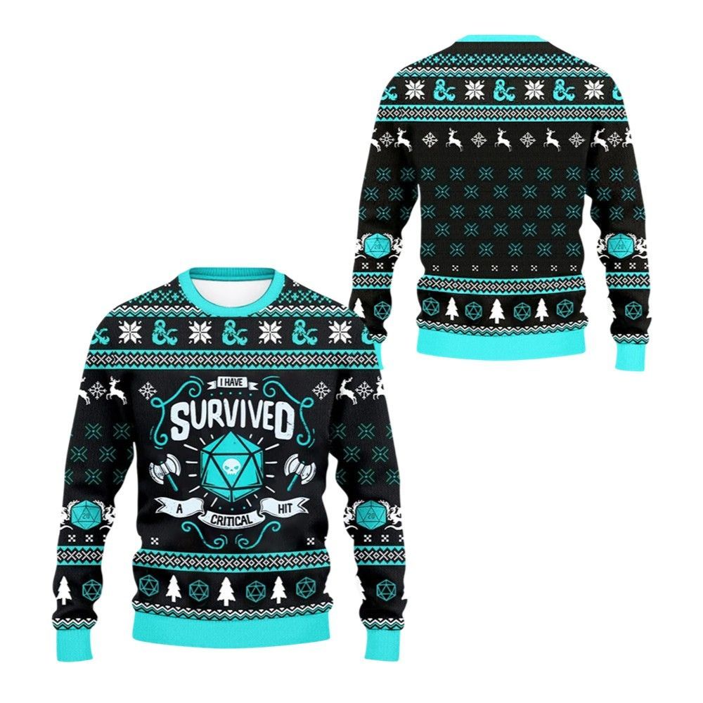 2026 Christmas I Have Survived A Critical Hit Ugly Sweater - Moonbestprint