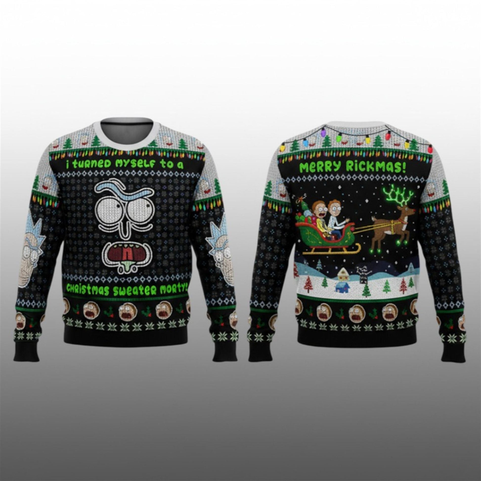 I Turned Myself Into A Christmas Sweater Rick And Morty Ugly Sweater - Moonbestprint