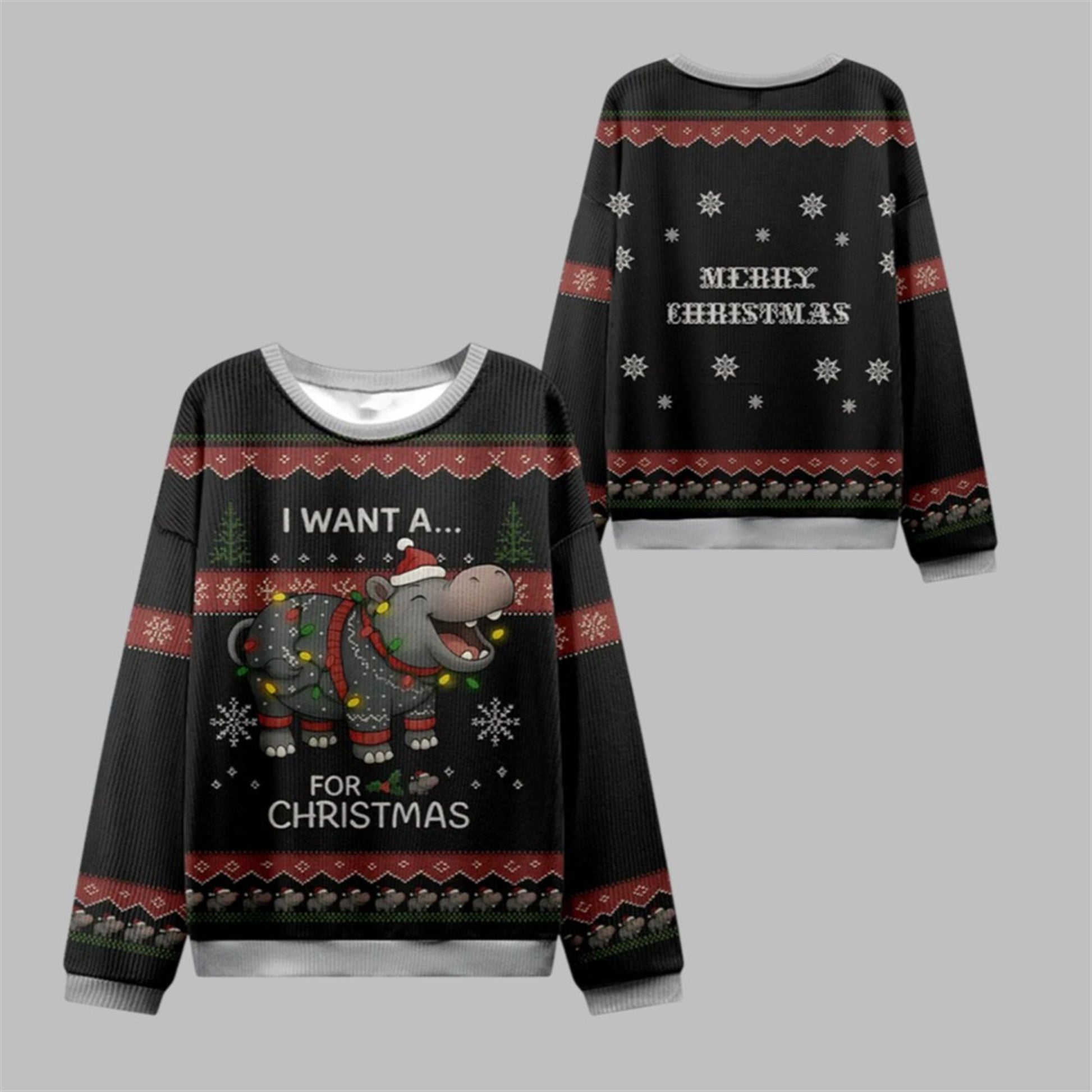 2026 Christmas I Want a Moo Deng Ugly Sweater - Moonbestprint