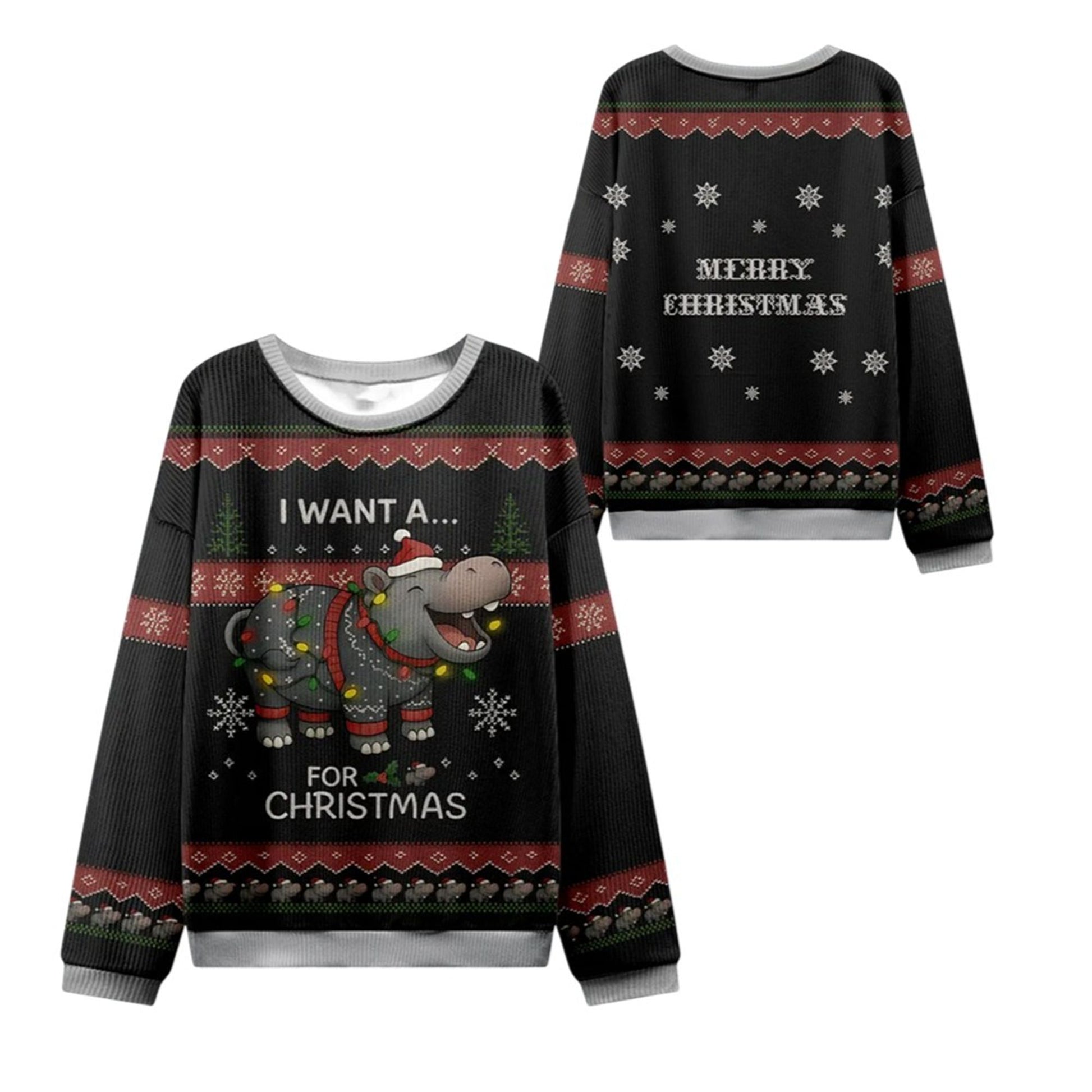 2026 Christmas I Want a Moo Deng Ugly Sweater - Moonbestprint