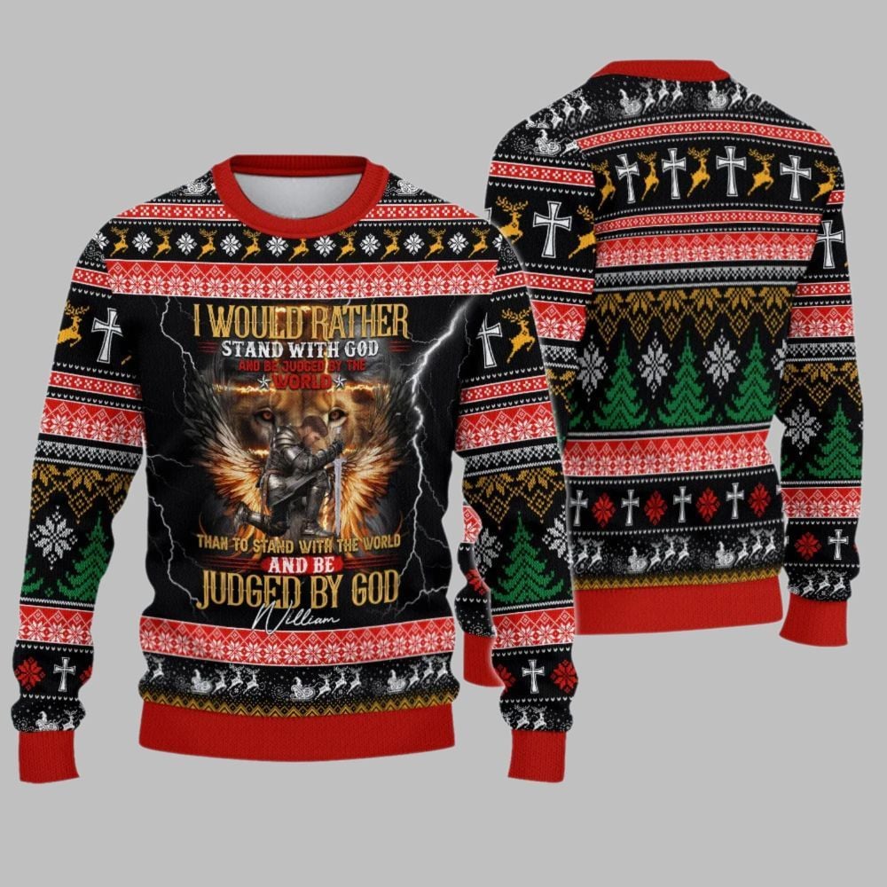 2026 Christmas I Would Rather Stand With God Christmas Ugly Sweatshirt - Moonbestprint