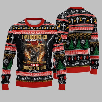 2026 Christmas I Would Rather Stand With God Christmas Ugly Sweatshirt - Moonbestprint