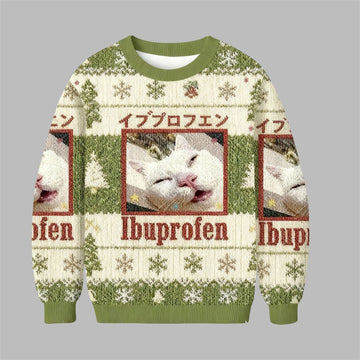 2026 Christmas Ibuprofen Meme Cat Ugly Sweater - Moonbestprint