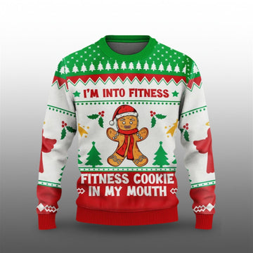 2026 Christmas Im Into Fitness Cookie In My Mouth Ugly Sweater - Moonbestprint