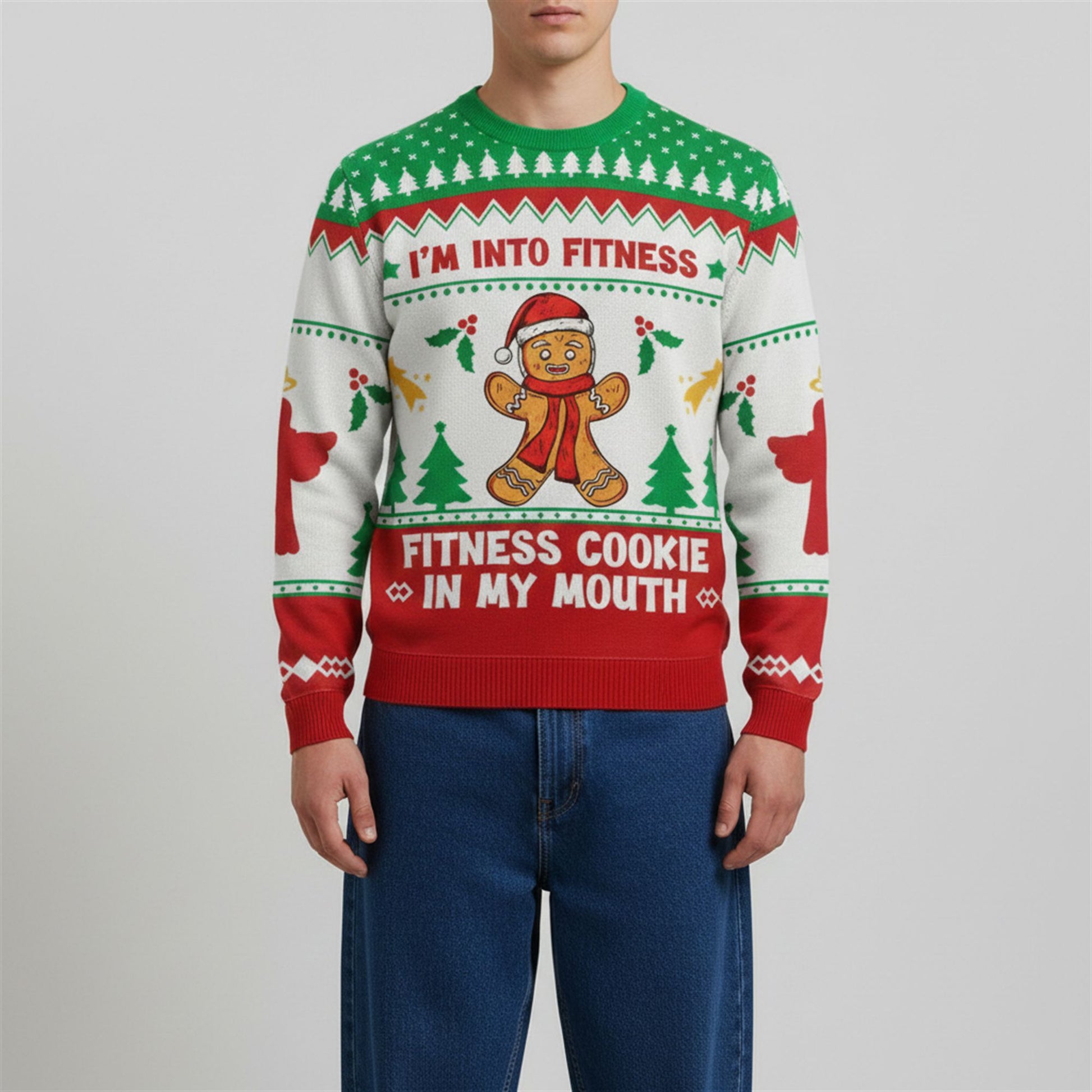 2026 Christmas Im Into Fitness Cookie In My Mouth Ugly Sweater - Moonbestprint