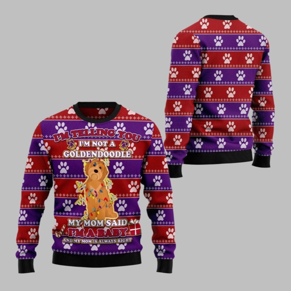 2026 Christmas I'm Telling You Im Not A Goldendoodle Im a Baby Ugly Christmas Sweater - Moonbestprint