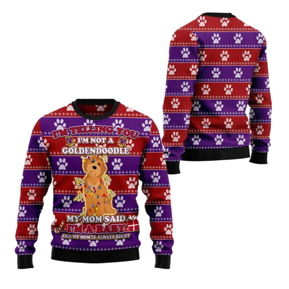 2026 Christmas I'm Telling You Im Not A Goldendoodle Im a Baby Ugly Christmas Sweater - Moonbestprint