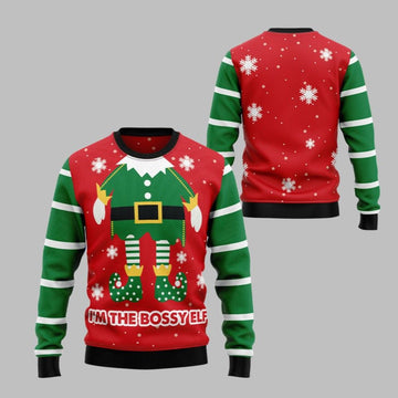 2026 Christmas Im The Bossy Elf Ugly Christmas Sweater - Moonbestprint