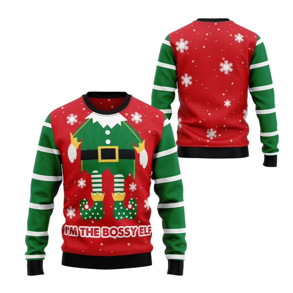 2026 Christmas Im The Bossy Elf Ugly Christmas Sweater - Moonbestprint