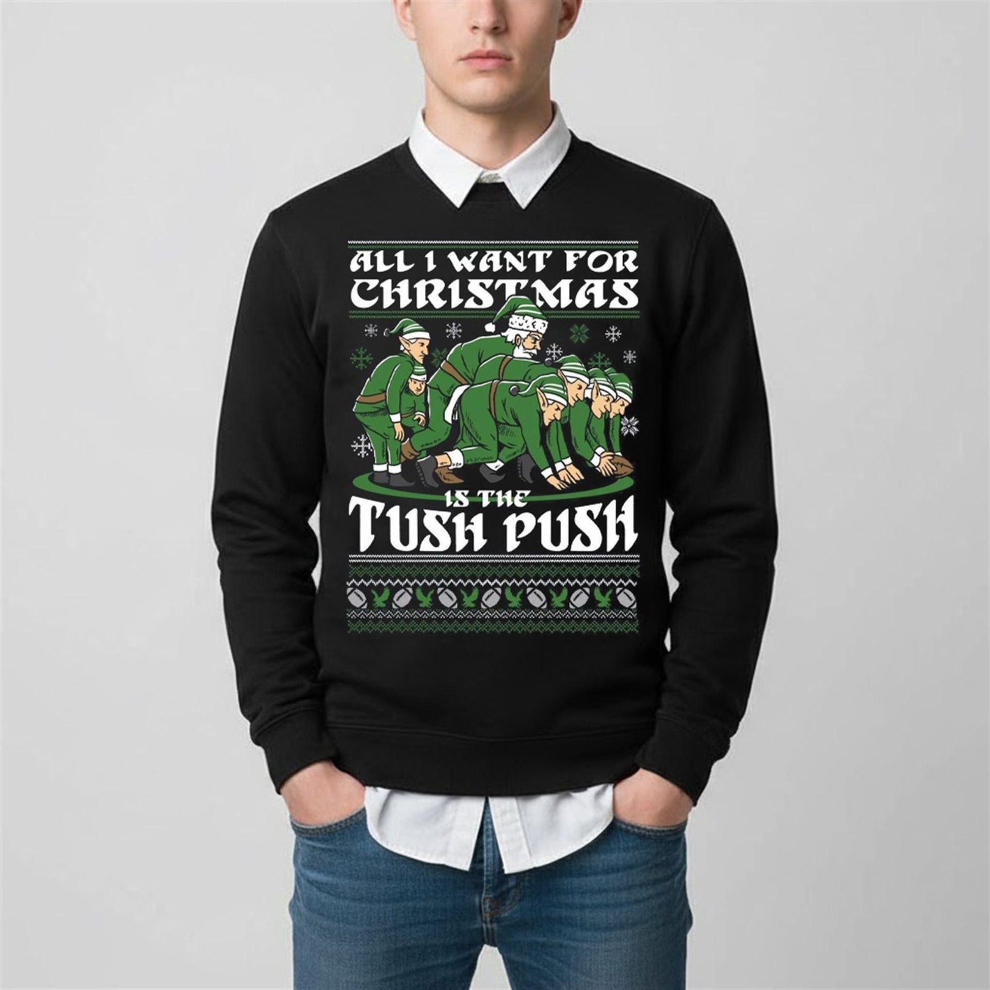 2026 Christmas Is The Tush Push Ugly Sweater - Moonbestprint