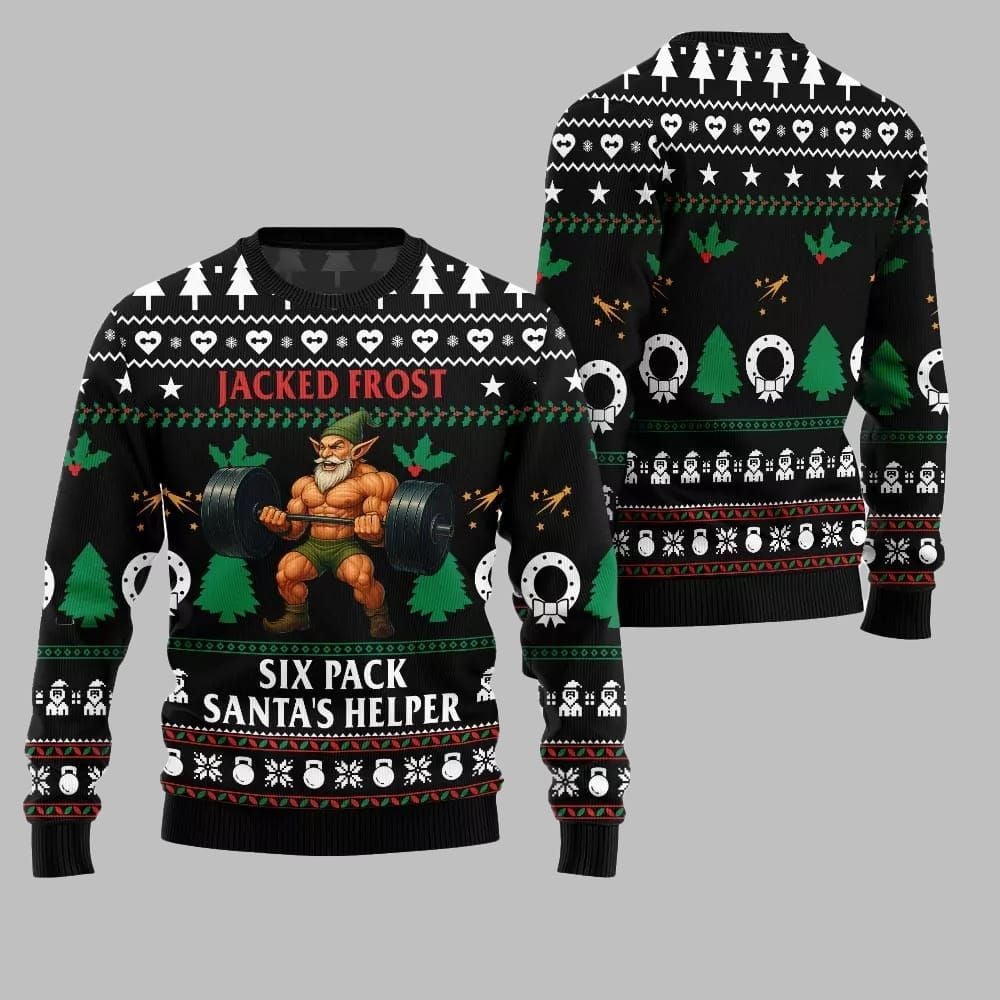 2026 Christmas Jacked Frost Six Pack Santas Helper Ugly Christmas Sweater - Moonbestprint